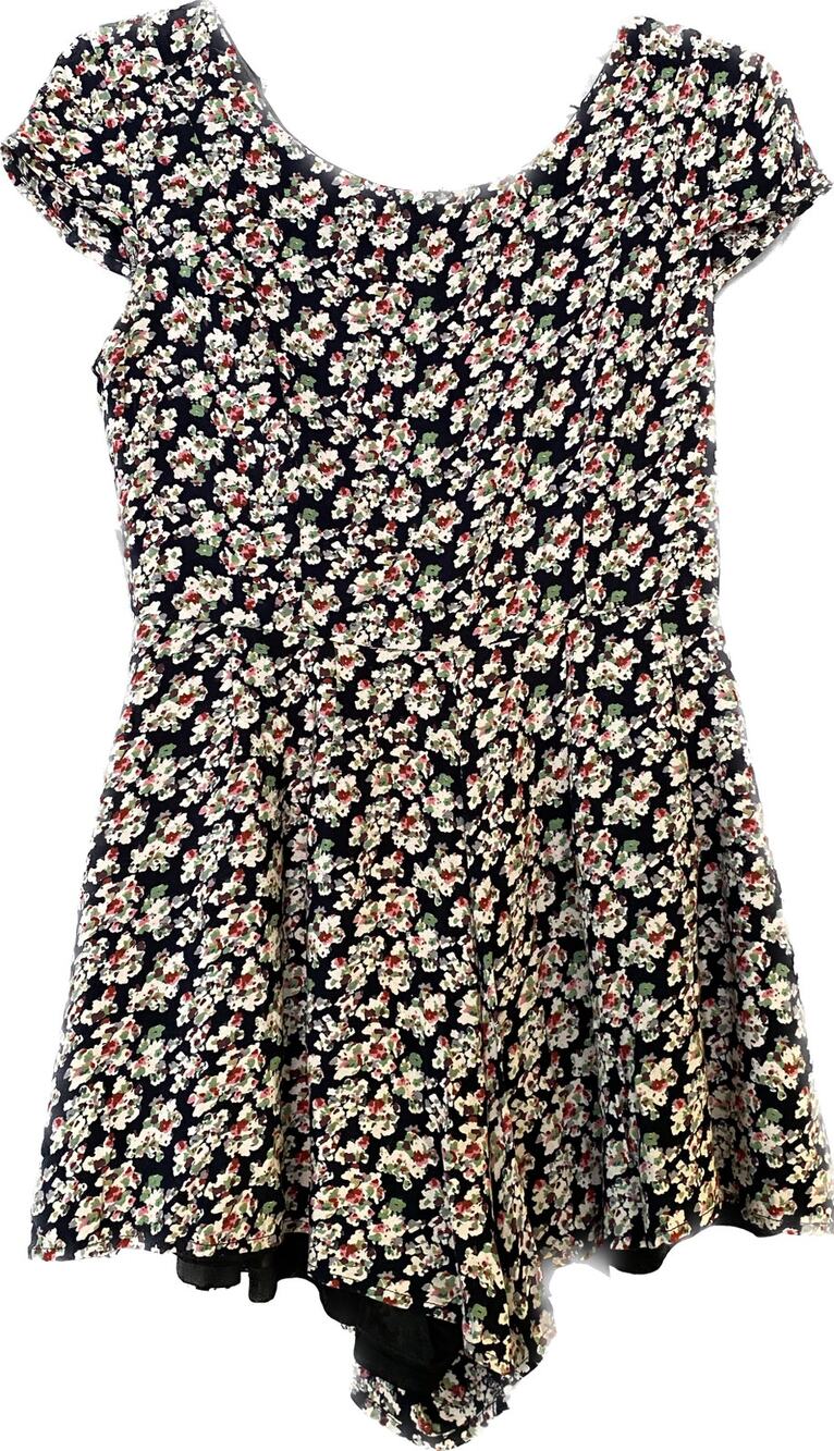 Phanuel Sexy Cottagecore Scoop Neck Cap Sleeves Romper Women S Black Flowered